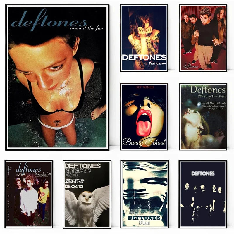 Retro Inspired Band Themed Wall Art D-Deftones Posters Classic Music Album Canvas Painting Ideal for Home Room Decor