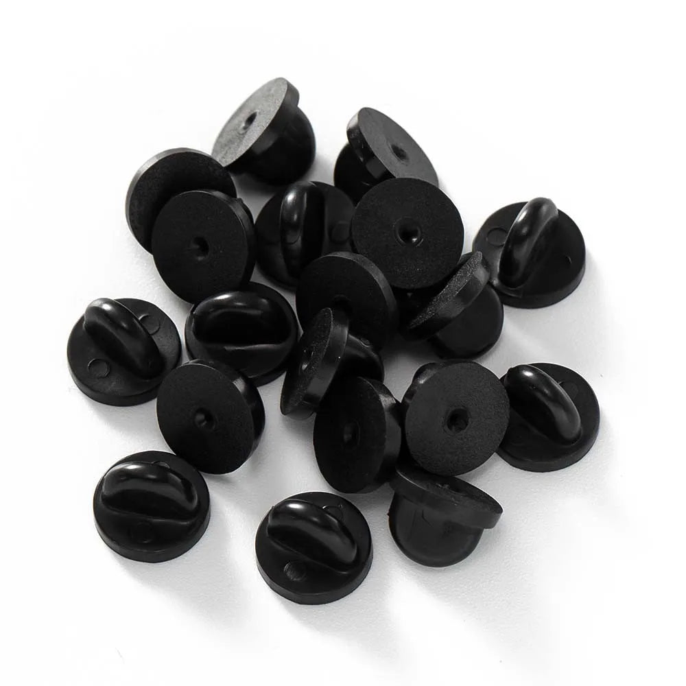 400Pcs/Lot 10x8mm Black Rubber Brooch Pin Back Squeeze Badge Holder Butterfly Clasp Clutch For DIY Jewelry Accessories Badges