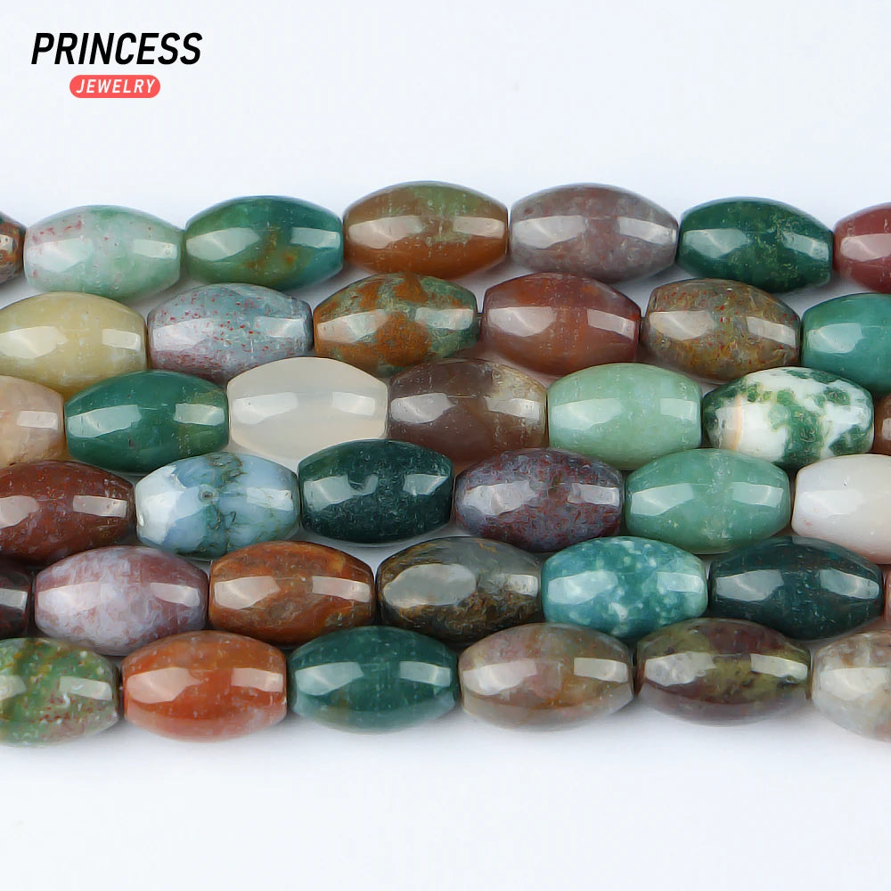 A+ Natural Indian Agate 8*12mm Rice Beads for Jewelry Making DIY Bracelet Necklace Accessories Energy Stone Beads
