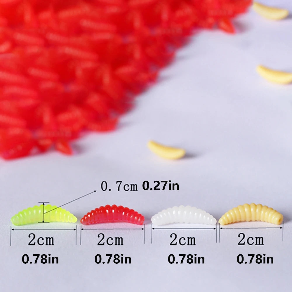 50pcs Lure Soft Bait Fake Breadworms maggot Earthworms Red Worms  Fishing