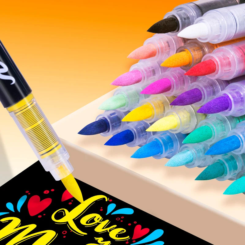 Acrylic Paint Markers Brush Tip 12/24/36/72 Colors Direct Ink Waterproof Flexible Tip Art Pens for Rock Painting Wood Fabric Egg