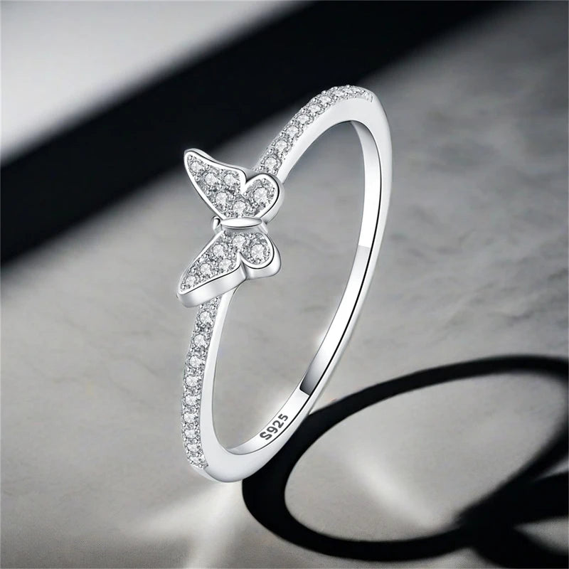 New 100% 925 Sterling Silver Butterfly Ring Insect Series Zircon Luxury Fine Ring Original Jewelry Anniversary For Women Gifts