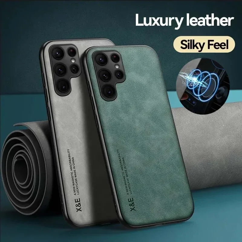 Case For Samsung S25 S24 S23 Ultra Plus FE Luxury Protective Cover Magnetic Car Holder Phone Coque Fundas Capa