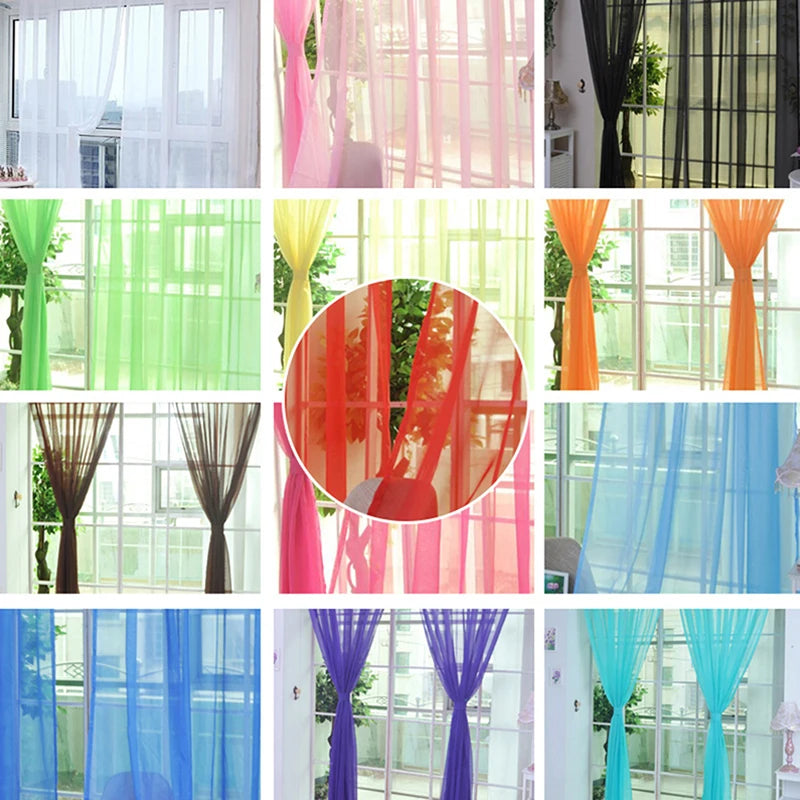 Rainbow Curtain Pure Color Tulle Curtain For Living Room Sheer Voile Wedding Decor Modern Bedroom Window Tulle