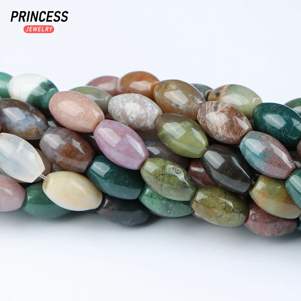 A+ Natural Indian Agate 8*12mm Rice Beads for Jewelry Making DIY Bracelet Necklace Accessories Energy Stone Beads