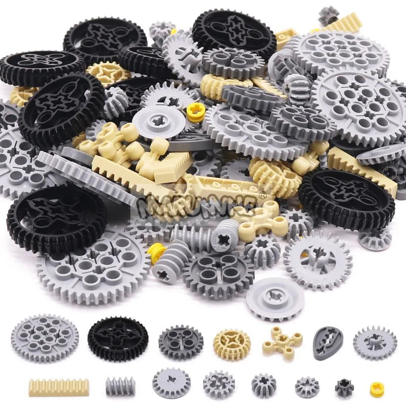 120PCS Technology Building Block Gear Rack Mechanical Bricks Parts Car Robat Accessories 32498 46372 32072 4716