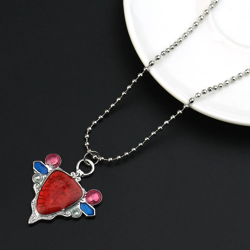 Jojo Bizarre Adventure Red Crystal Necklace Aja Cosplay Alloy Pendant Jewelry for Fans Gifts Fashion Accessories