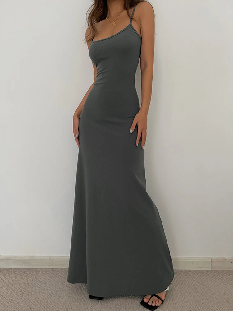 Women's New Fashion Simple Temperament Suspender Long Backless Slim Waisted Sexy Sweet And Spicy Casual Dresses
