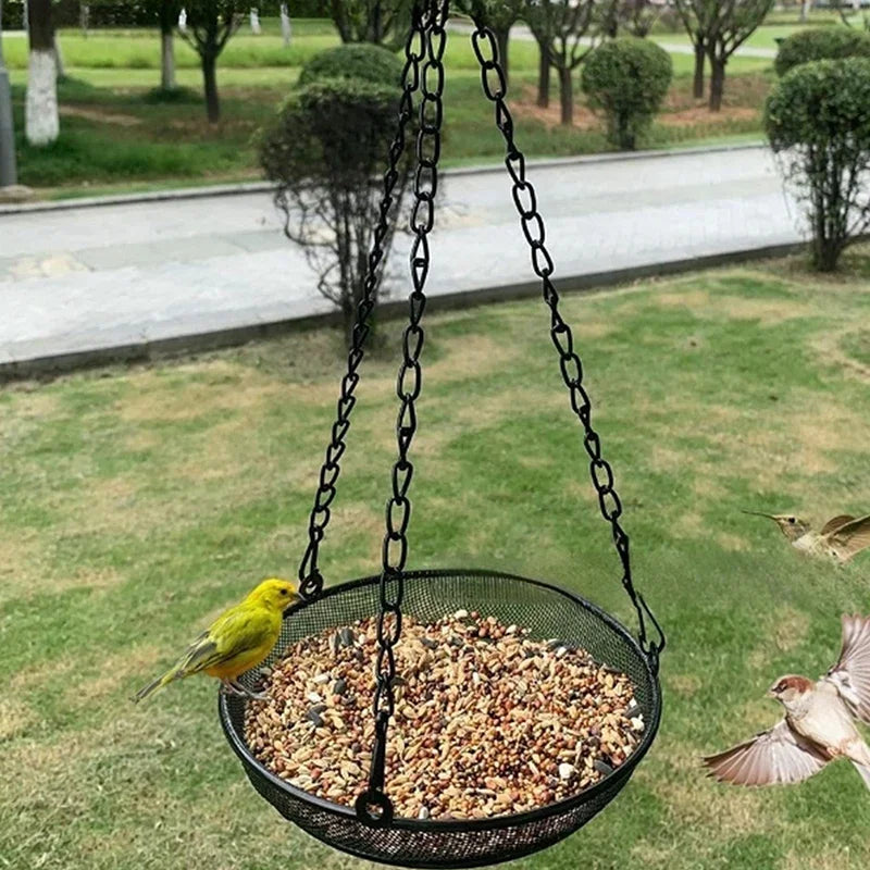 Bird Feeding Tray Round Metal Feeders Garden Patio Trees Hang Feeding Garden Pets Supplies Outdoors Hanging For Attracting Birds