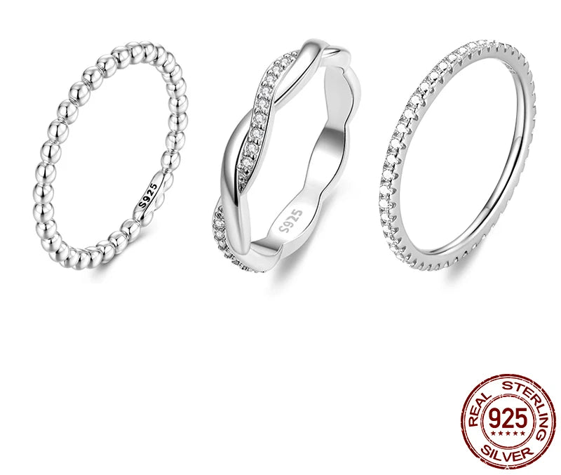 Wedding Band Rings for Women 925 Solid Sterling Silver Engagement Crossed Rings Simple Jewelry Party Gift