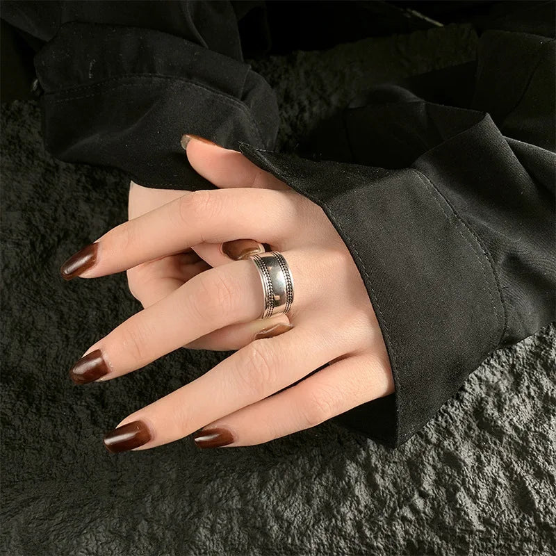 925 Sterling Silver Smooth Surface Adjustable Rings For Women Vintage Female Jewelry Wholesale