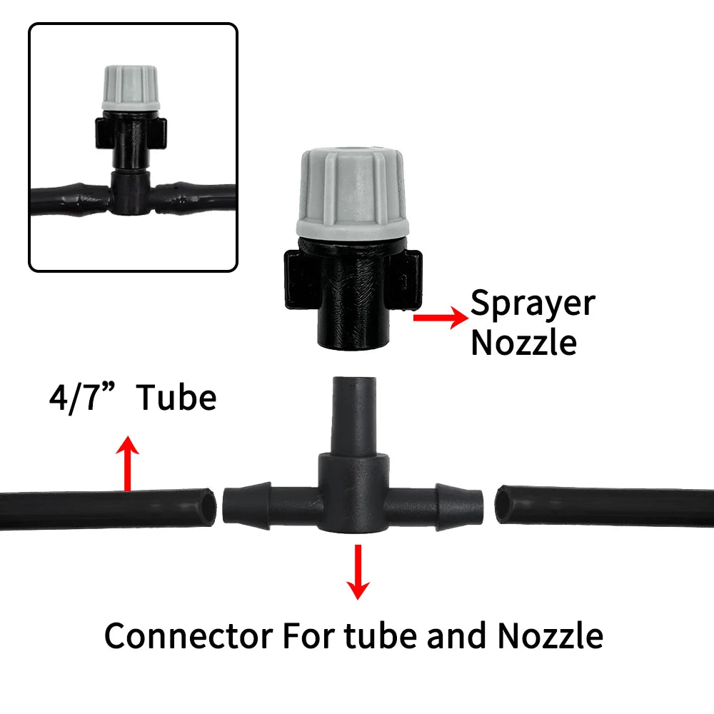 New Irrigation 10Meters 10 Sprinklers Nozzles Water Sprayer Misting Fog Cooling Nozzle System Garden Agricultural Sprayer System