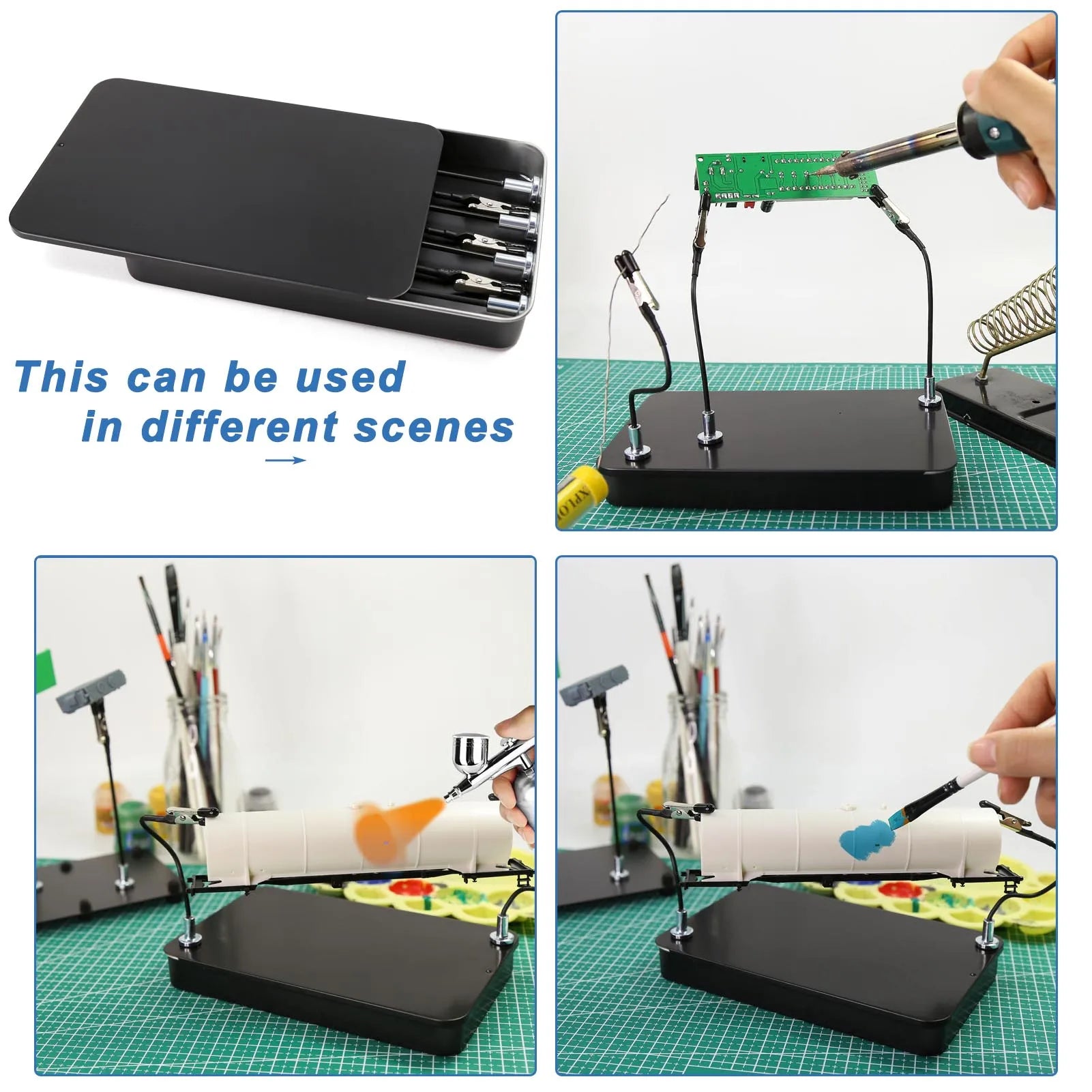 Model Painting Stand Base Holder 8pcs Magnetic Bendable Alligator Clip Sticks Set Modeling Tools for Airbrush