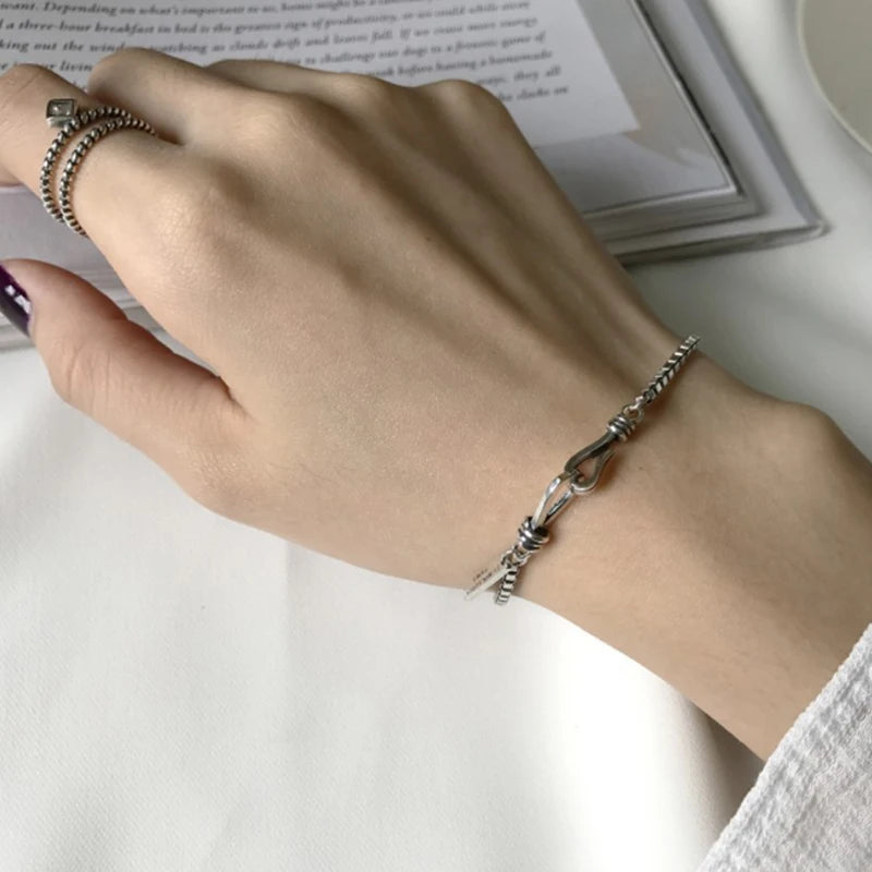 New 925 Sterling Silver Simple Style Bracelet Charm Geometric Shape Woman Bracelet Birthday Gift Exquisite Accessories Jewelry
