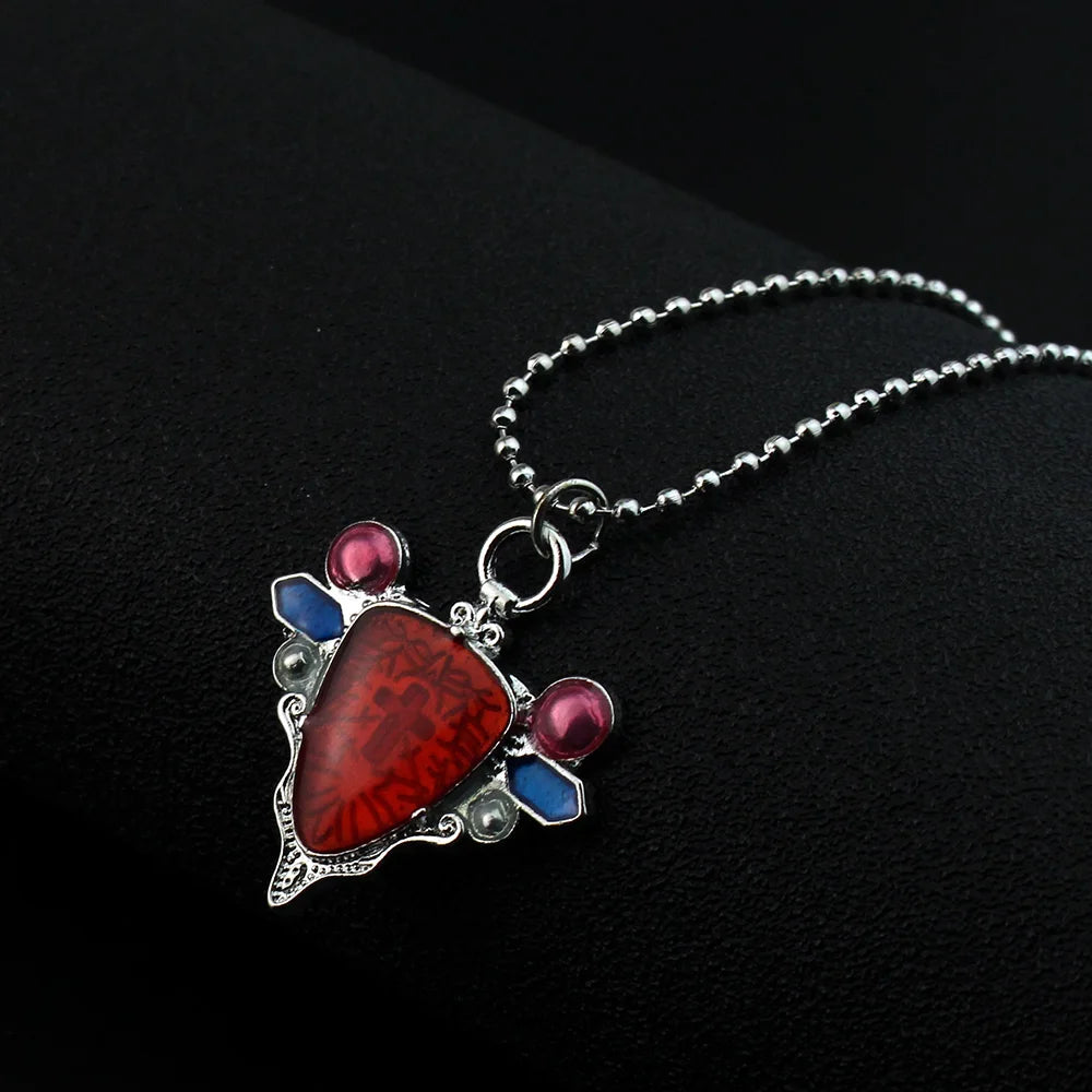 Jojo Bizarre Adventure Red Crystal Necklace Aja Cosplay Alloy Pendant Jewelry for Fans Gifts Fashion Accessories