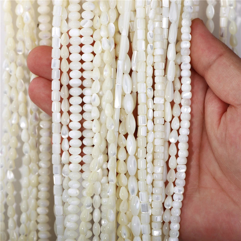 Natural White Mother Of Pearl Mop Shell Beads Round Shells Loose Beads For Jewelry Making DIY Bracelet Necklace Accessories