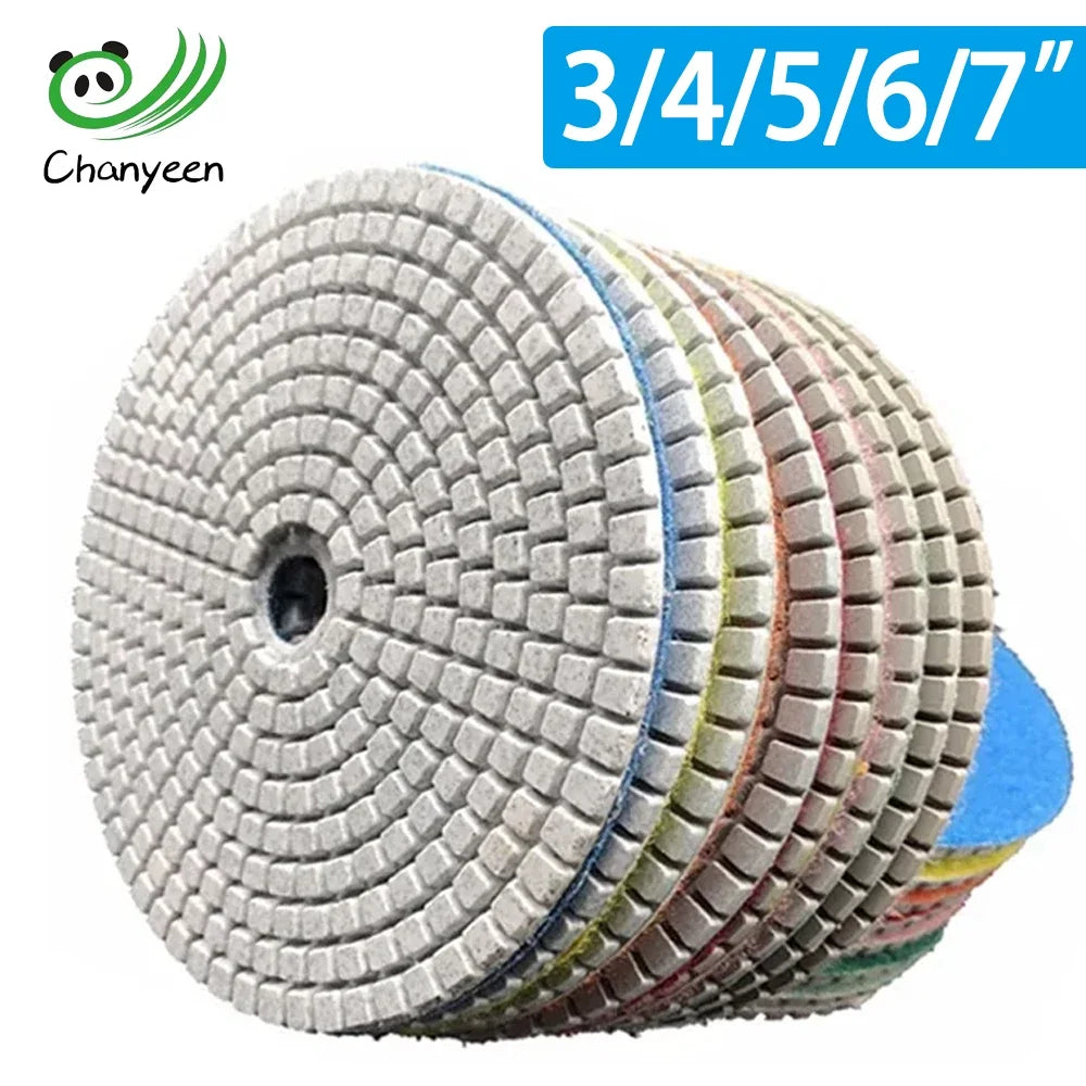 3/4/5/6/7Inch Diamond Polishing Pads Dry/Wet Buff Disc Abrasive for Sanding Granite Marble Quartz Tile Glass Grinding Tools