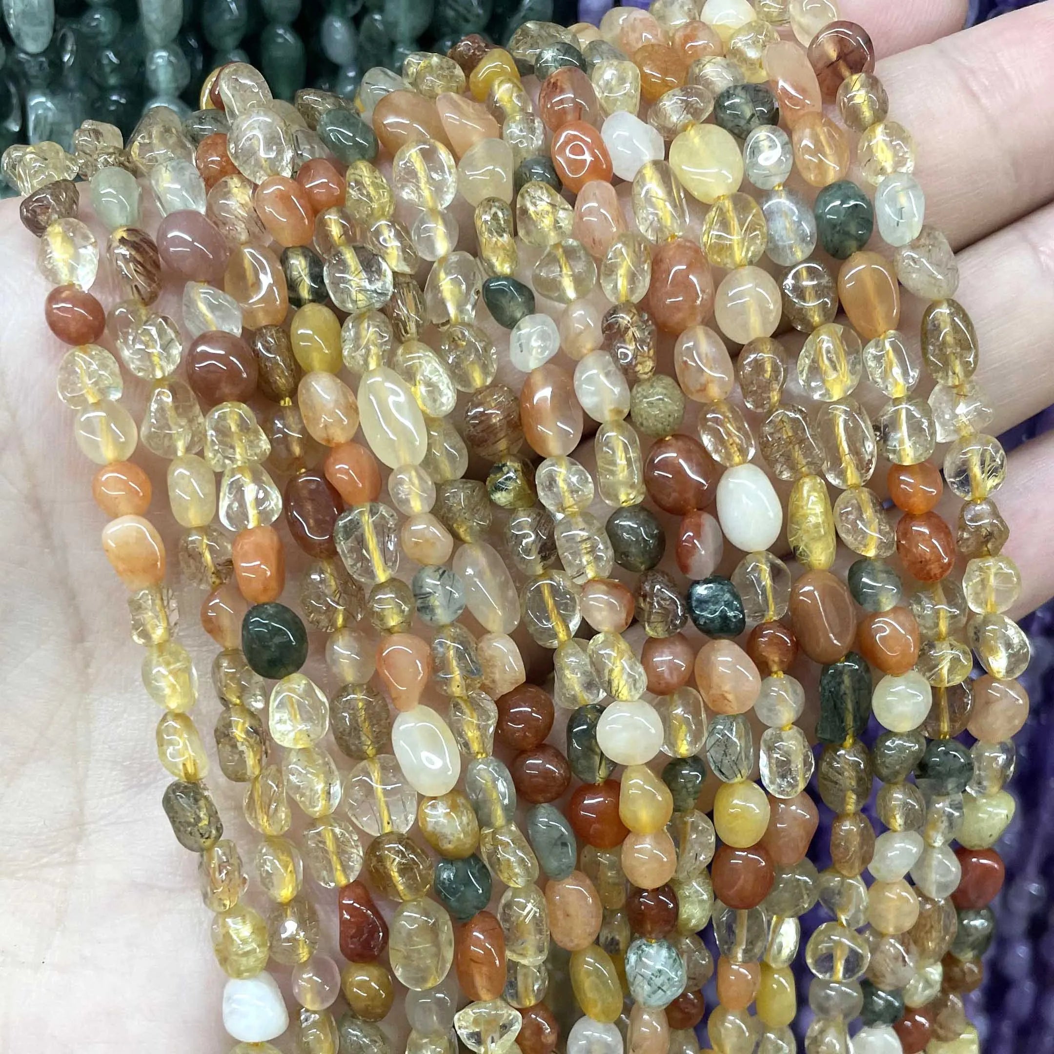 3-5MM Irregular Natural Stone Morganite Jades Agates Amazonite Quartz Loose Spacer Beads For Jewelry Making DIY Bracelet
