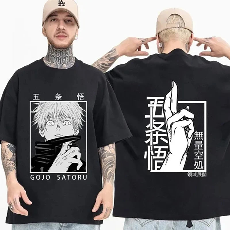New Gojo Satoru Print T Shirt Men Women Casual Personality Loose T Shirt Streetwear Fashion Anime Harajuku Tees