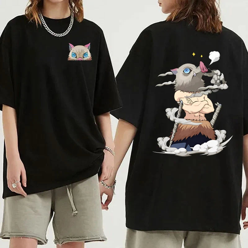 Hashibira Inosuke Cartoon Print Tshirt Summer Fashion Casual Short Sleeve Round Neck Tops Women/Mens T-shirts