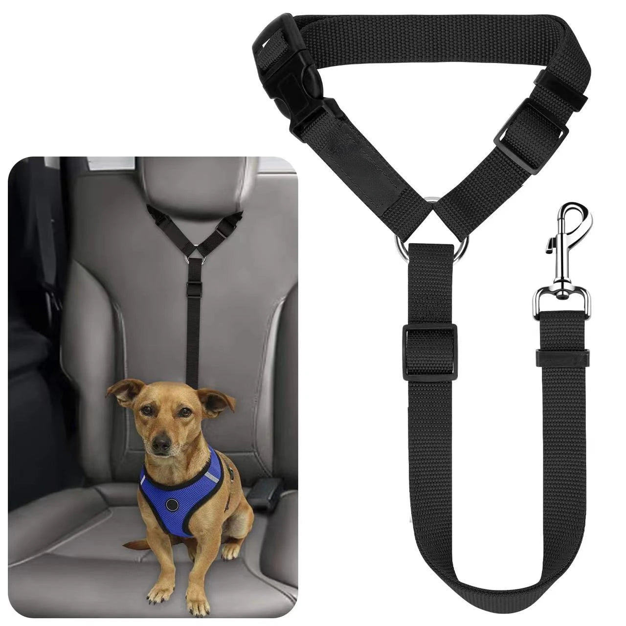 Two-in-one Pet Car Seat Belt Nylon Lead Leash Backseat Safety Belt Adjustable Dogs Harness Collar Pet Accessories