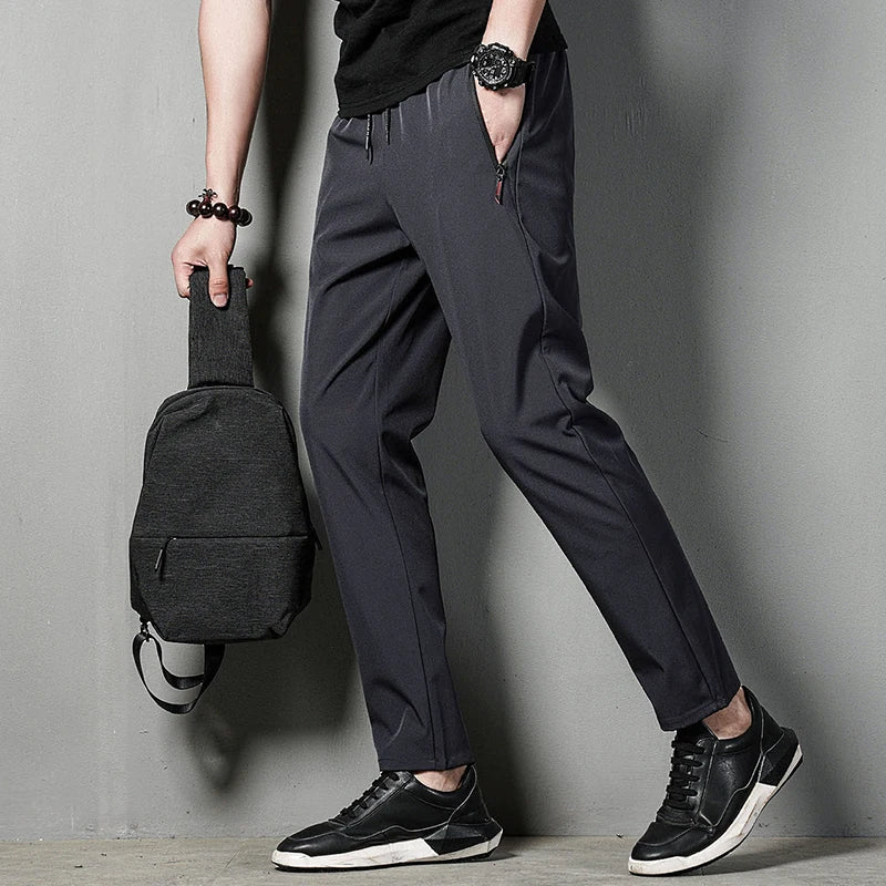 men's casual pants slim fit thin Korean version ice silk pants Jinlun sports pants straight tube quick drying pants
