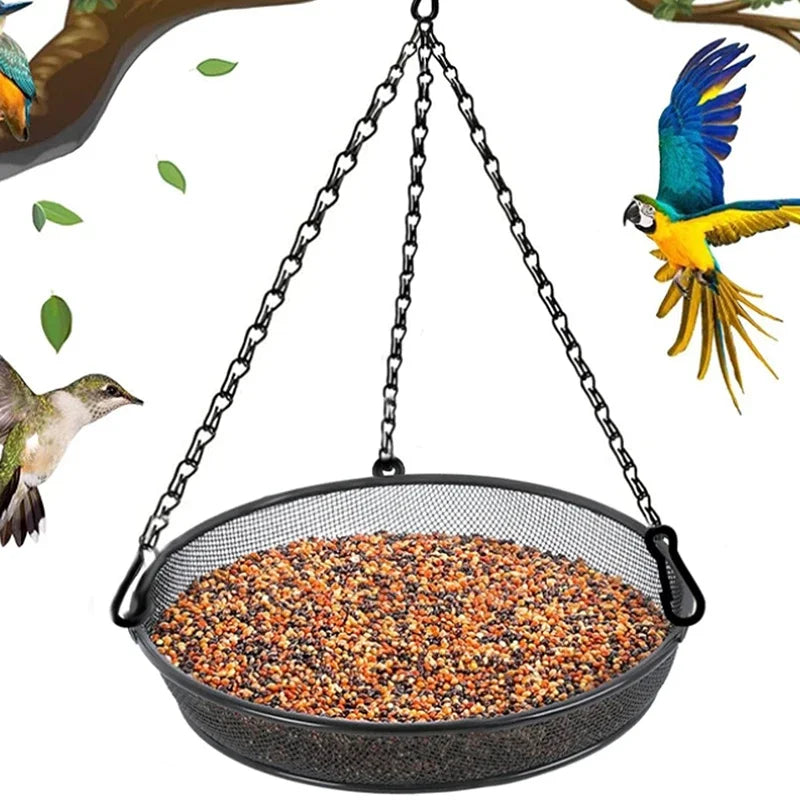 Bird Feeding Tray Round Metal Feeders Garden Patio Trees Hang Feeding Garden Pets Supplies Outdoors Hanging For Attracting Birds