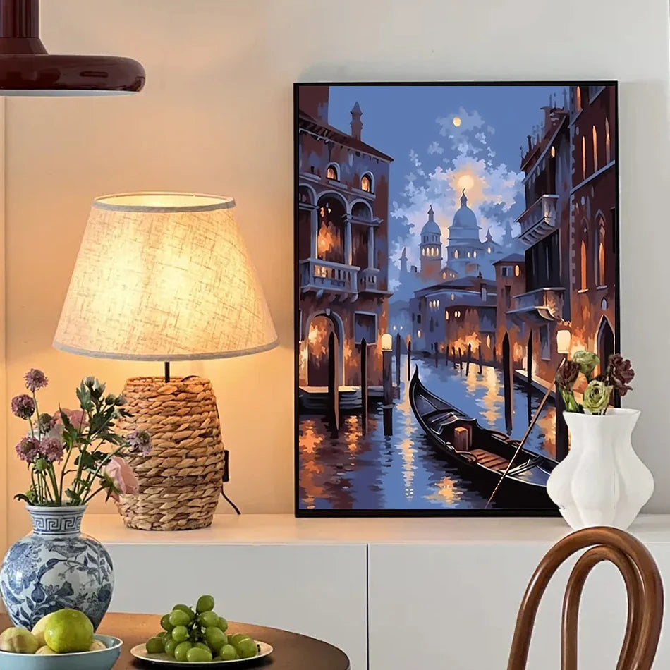 GATYZTORY Painting By Number Adults City night scenery Markers By Numbers Drawing Canvas Acrylic Handiwork Kits Home Decoration