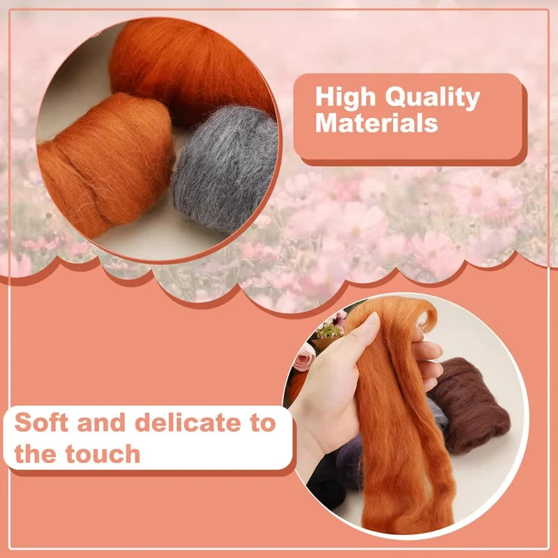Fenrry 8/10 Colors Needle Felting Wool Wool Roving Felting Wool Bulk Wool Roving for DIY Craft Materials