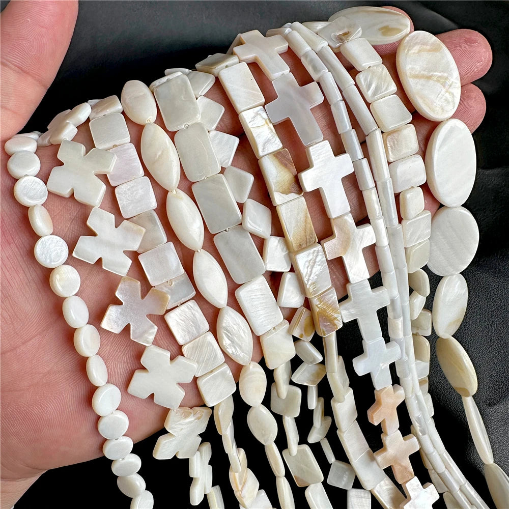 Natural White Mother Of Pearl Mop Shell Beads Round Shells Loose Beads For Jewelry Making DIY Bracelet Necklace Accessories
