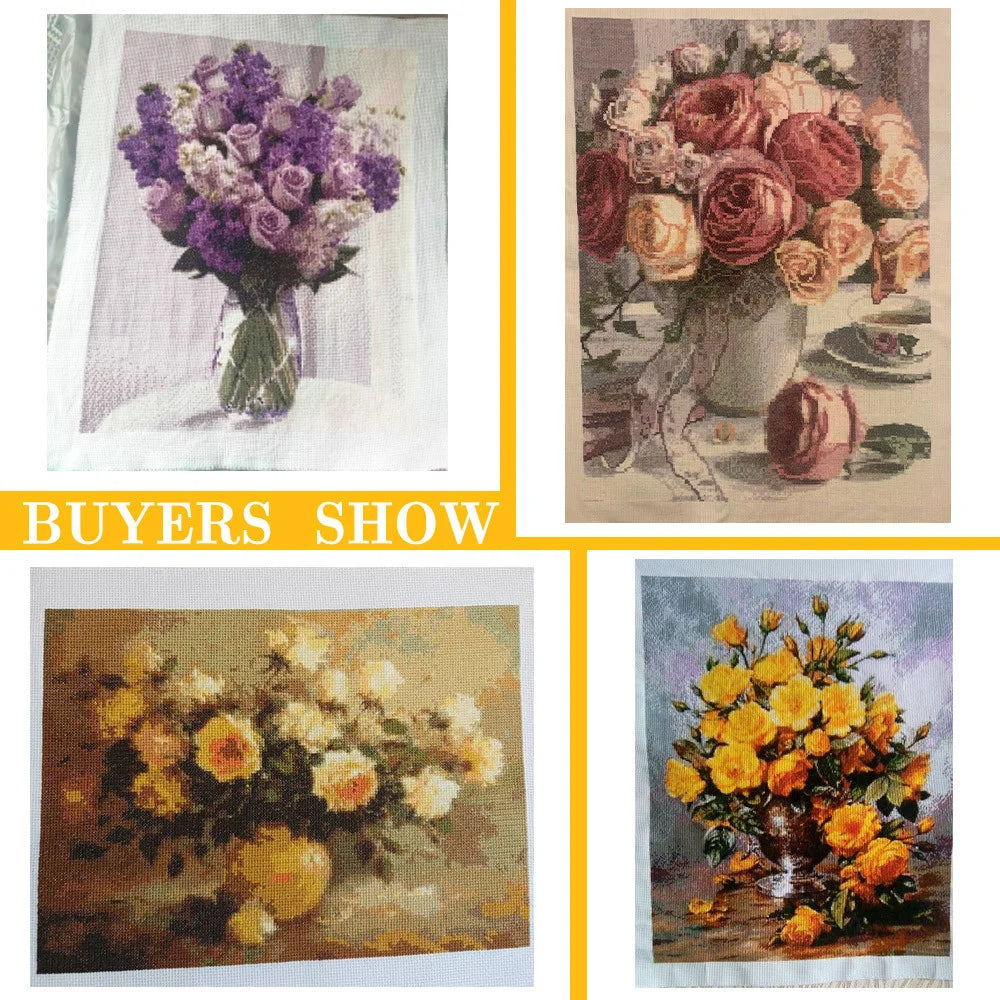 European Town Landscape Printed Canvas Cross Stitch Embroidery Full Kit Handmade Hobby Needlework Craft Gift Wholesale Stamped