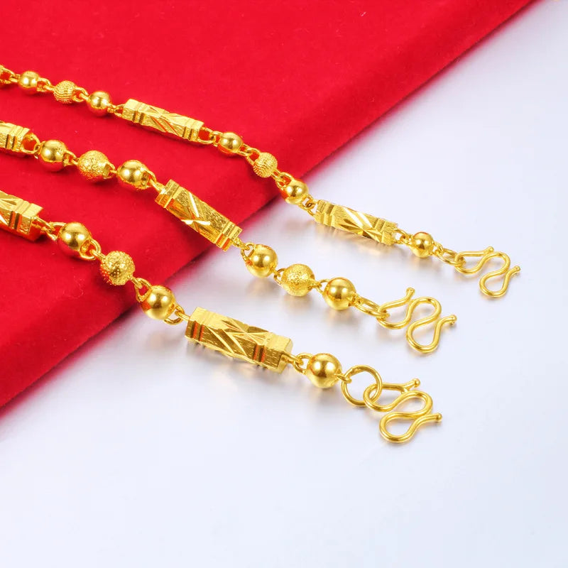 plated 18K Gold Necklace Hexagonal Buddha Bamboo Chain Exquisite Jewelry Clavicle Necklace Birthday Gift