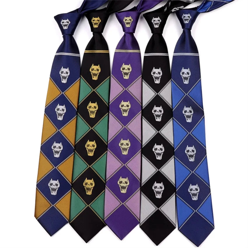 JoJo Tie Kira Yoshikage Halloween Cosplay Costume Accessories KILLER QUEEN Skull Heavens Door Necktie
