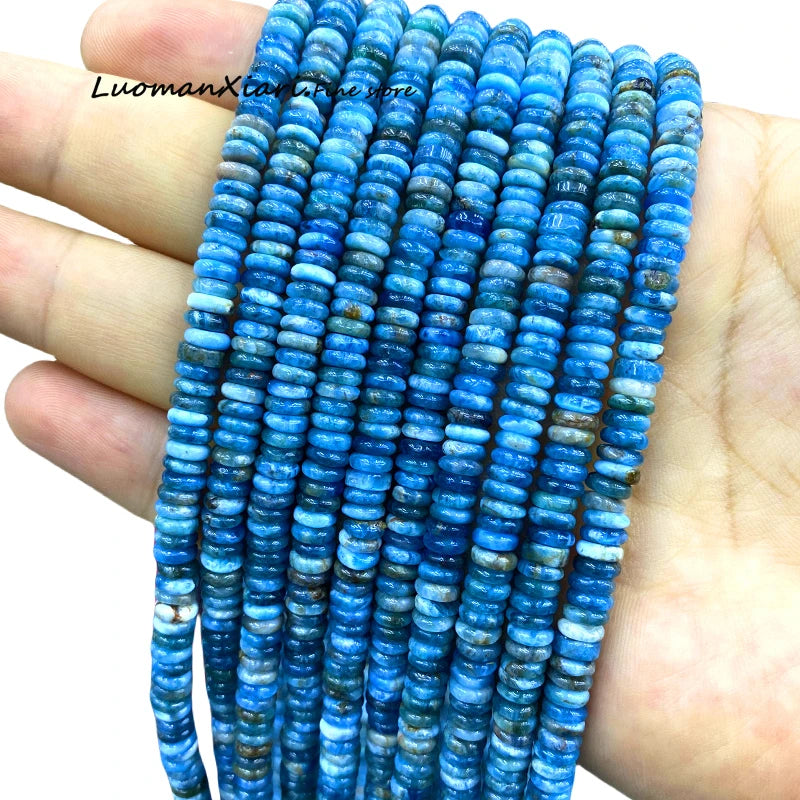 2x6MM Flat Abacus Natural Stone AA Apatite Loose Rondelle Spacer Beads for Jewelry Making Diy Bracelet Charms Accessories 15''