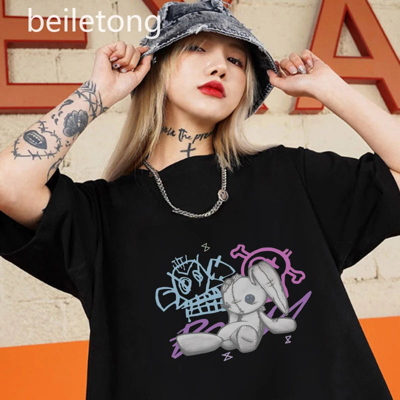 Jinx Arcane Monkey T Shirt Anime Cosplay Tees Women Men Unisex Grunge Aesthetic Short Sleeve 100% Cotton Print Summer Streetwear