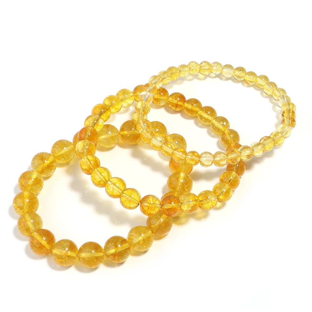OAIITE Citrine Bracelet for Women Quartz Crystal Agate Jewelry Birthday Gift Yoga Meditation Stretch Wealth Bracelet for Men