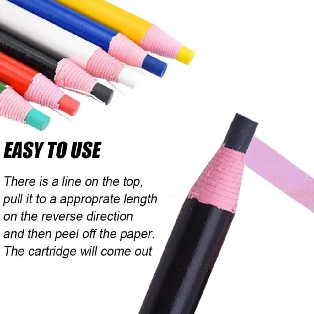 12pcs Colorful Sewing Tailor's Chalk Pencils Cut-free Chalk Fabric Marker Pen for Patchwork DIY Clothing Tool Garment Accessory
