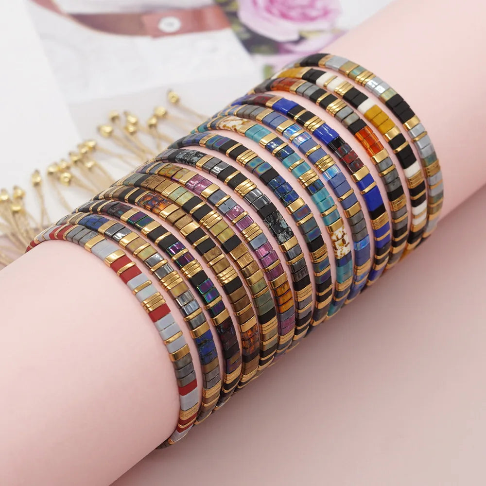 Go2boho New Bohemian Tila Beads Bracelet Handmade Colorful Beads Woven Adjustable Hot Jewelry Christmas Gifts For Friend