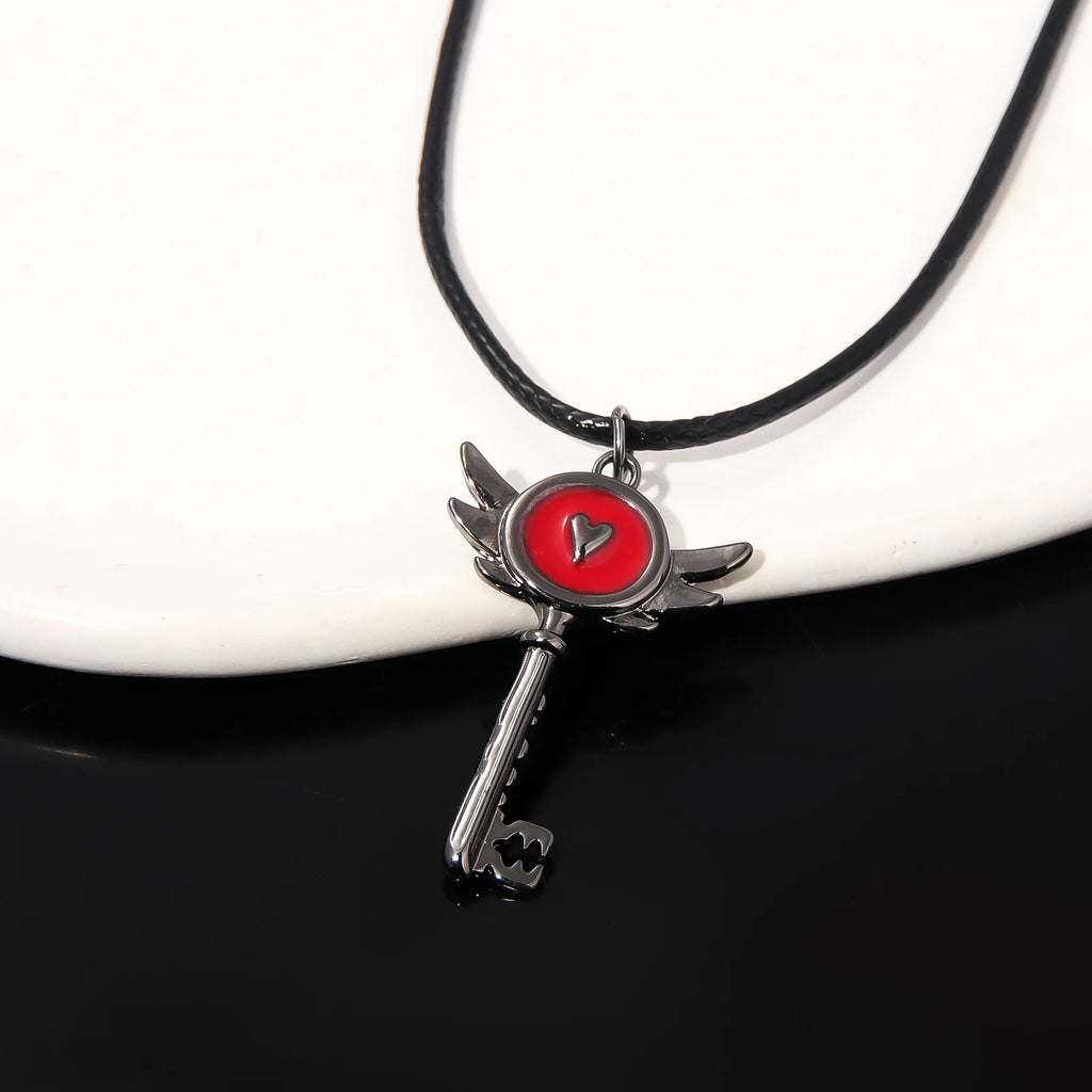 Hazbin Necklace Lover Heart Portal Inspired Key Pendant Hotel Lucifer Alastor Cosplay Necklace for Women Men Choker Jewelry Gift