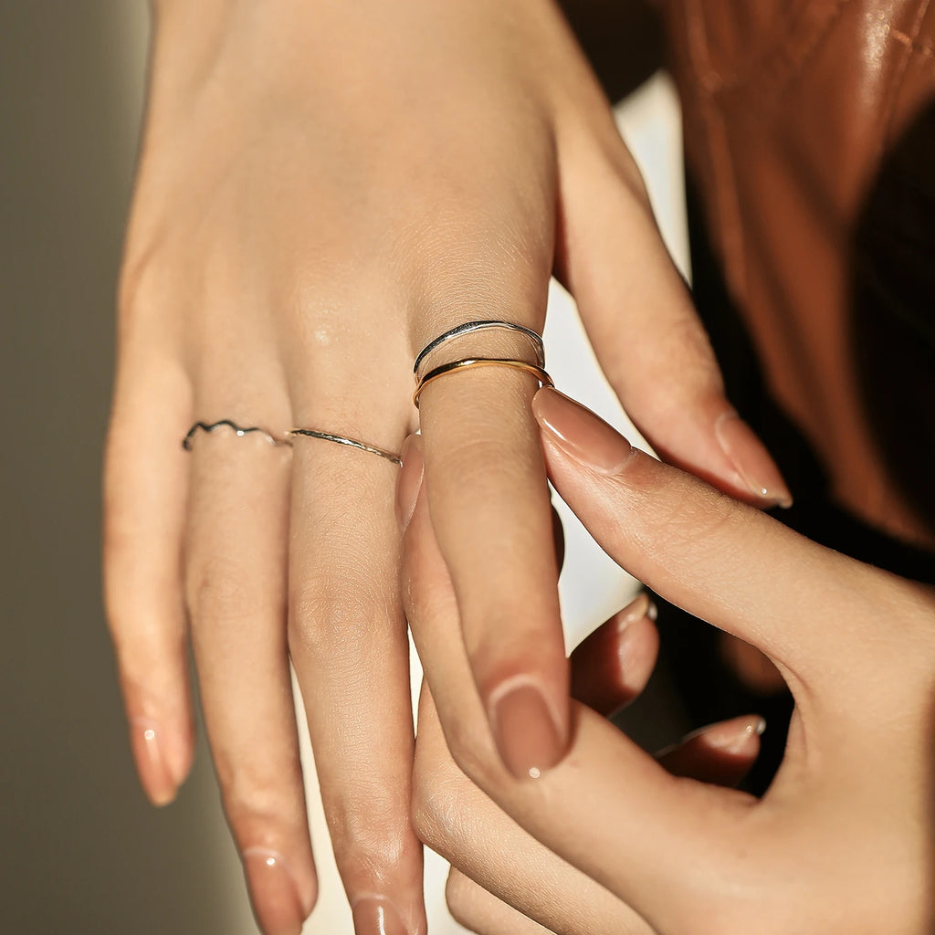 Sterling Silver Simple Stackable Ring Classic Wave Geometric Exquisite Finger Rings For Women Party Jewelry