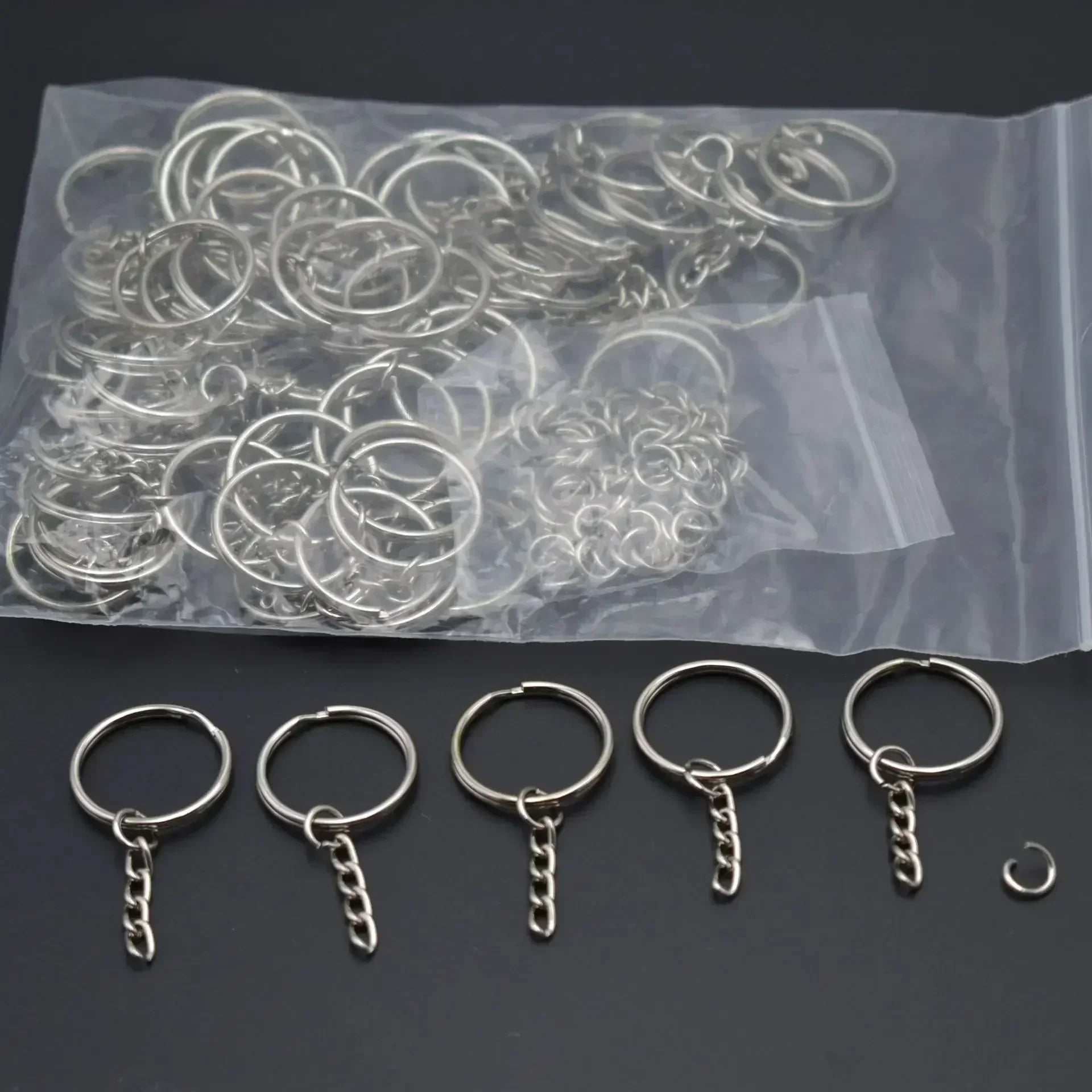 50/100pcs Metal Blank Keyring Keychain Split Rings DIY Keyfob Keys Ring Lobster Clasp Key Pendant Chains Buckles Stainless Steel