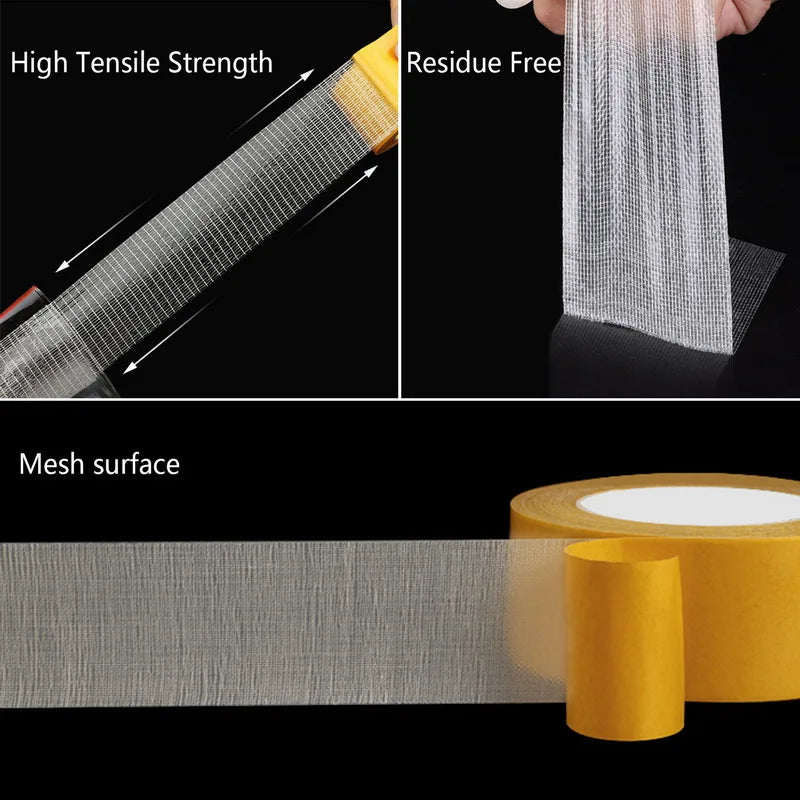 Sale Super Strong Fixation Double Sided Tape Heavy Duty Translucent Mesh Waterproof Traceless Powerful Grid Carpet Adhesive Tape