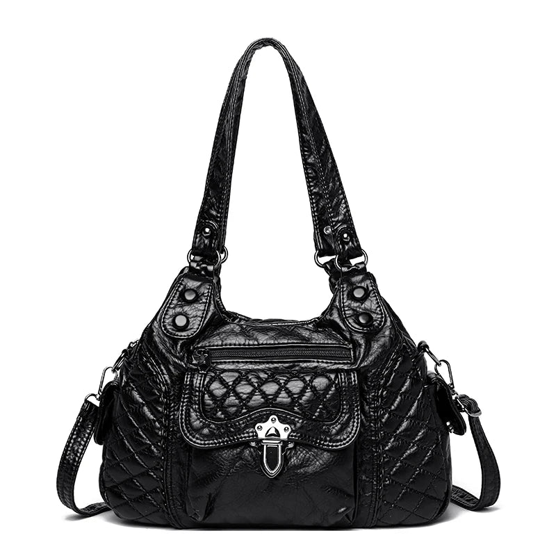 Soft Leather Luxury Handbags Women New Casual Tote Bag Designer Ladies Large Shoulder Crossbody Handbag Sac for Female Patchwork
