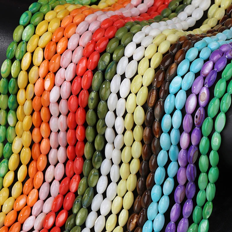 5x9mm Oval Rice Shape Shell Beads Colorful Mother of Pearl Loose Spacer Beads for Jewelry Making DIY Bracelet Necklace Wholesale