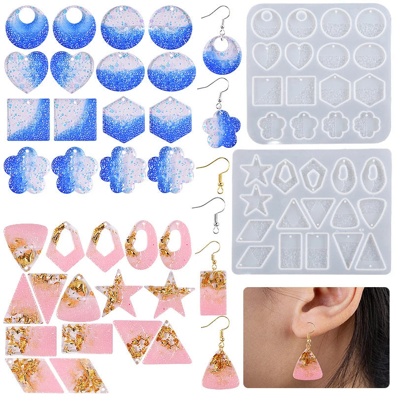 Earring Pendant Epoxy Silicone Mold Circle Round Triangle Necklace Key Chain Pendant Resin Jewelry Making Accessories