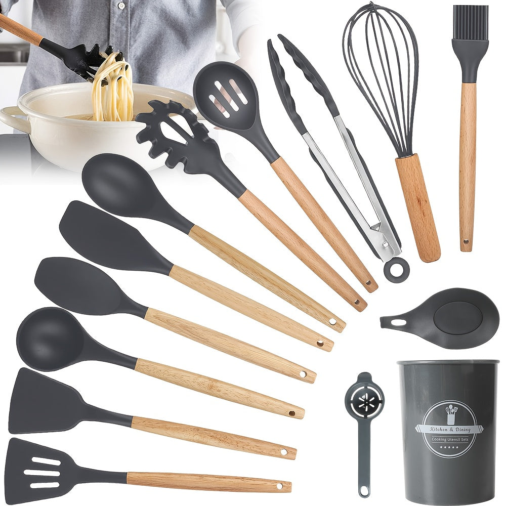 14/28/42pcs Cookware Set with Ergonomic Black/Yellow Non-Slip Handle - Complete Kitchen Utensil Collection for Baking, Grating, Slicing, Mixing, Serving - Dishwasher Safe & Space-Saving Design, Small Cooking Utensils