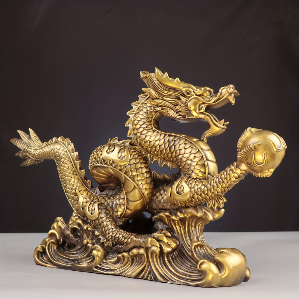 1pc Statue Ornament & Collectible Figurines Dragon Figurines Golden Chinese Dragon Statue, Small Brass Zodiac Dragon Ornaments for Home Office, New Year Decor, for Home Crafts Office Desktop Decoration