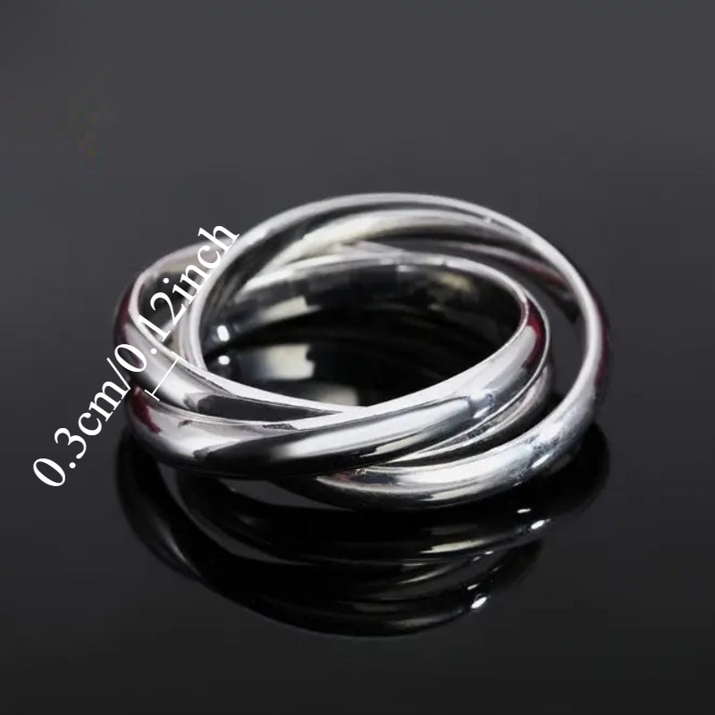 Minimalist and Creative 3-hoop Rolling Stacked Ring for Men and Women Wearing Trendy Rings for Daily Leisure Parties Fashionable Wear with Accessories