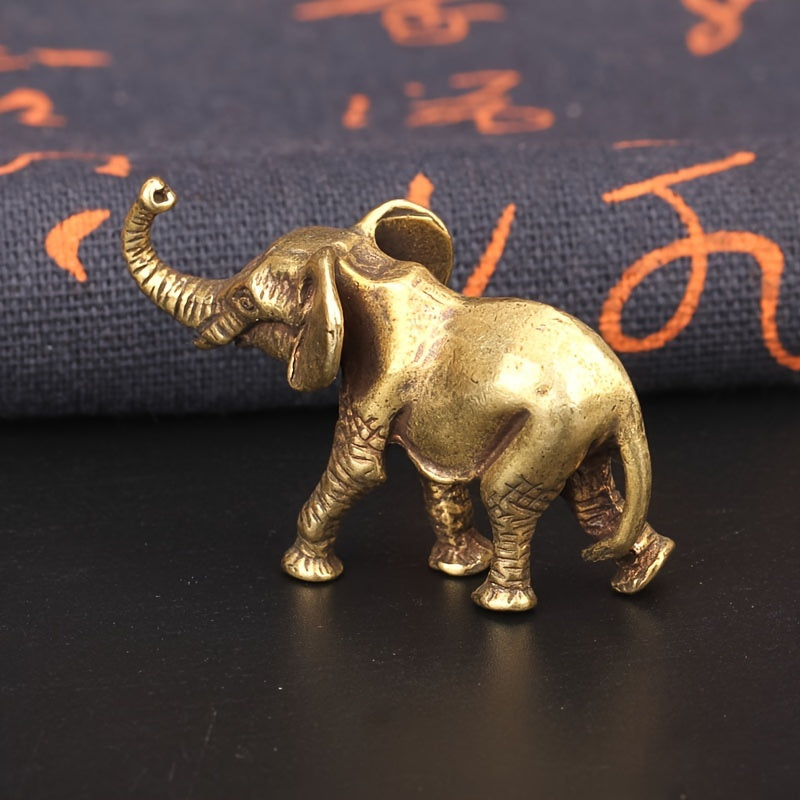 Vintage Style Elephant Statue - Collectible Brass Animal Sculpture, Home Decor Accent for Indoor Spaces, Suitable for Home, Bedroom, Living Room - Charming Desktop Decorative Craft