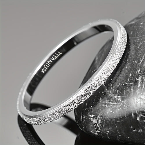 1pc 2Mm Frosted Titanium Steel Ring Women'S Easy Fashion Elegant Wedding Ring Plain Ring Engagement Ring Gift Jewelry